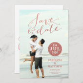 Faux Roos Gold Foil | Foto Opslaan Datum Kaart (Voorkant / Achterkant)