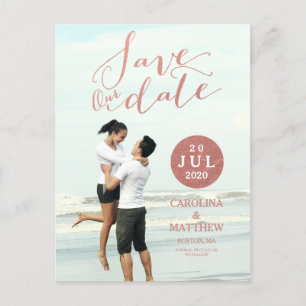 Faux Roos Gold Foil   Foto Save the Date Briefkaar Aankondigingskaart