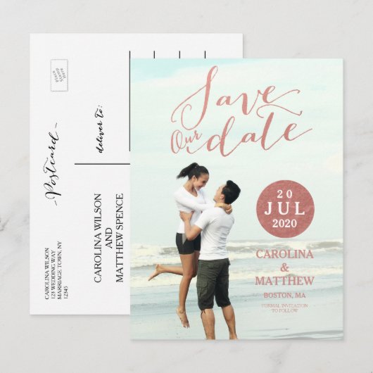 Faux Roos Gold Foil | Foto's opslaan van het Brief Aankondigingskaart (Voorkant / Achterkant)