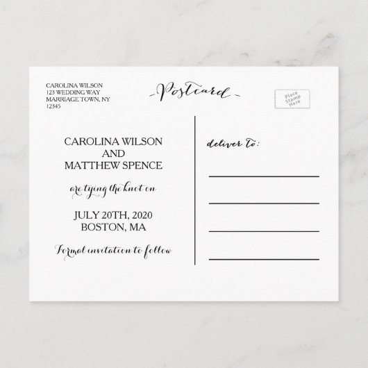 Faux Roos Gold Foil | Foto's opslaan van het Brief Aankondigingskaart (Achterkant)