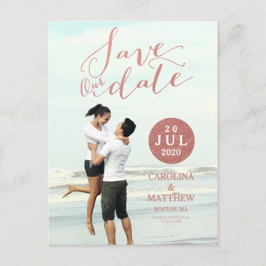 Faux Roos Gold Foil | Foto's opslaan van het Brief Aankondigingskaart (Voorkant)