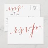 Faux Roos Gold Foil Glamour | Wedding RSVP Briefka Uitnodiging Briefkaart (Voorkant / Achterkant)