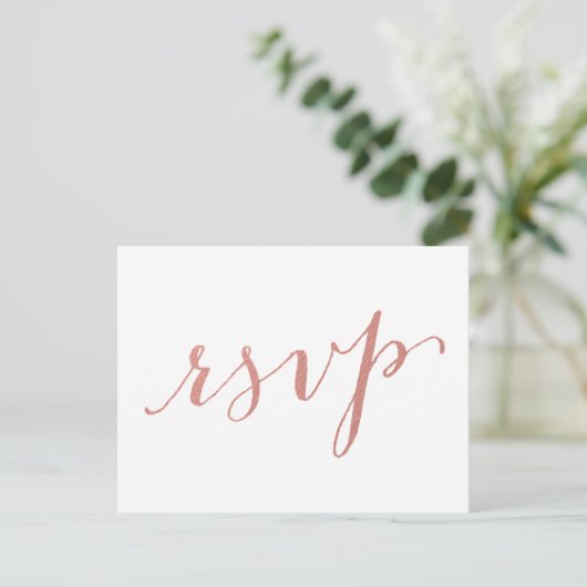 Faux Roos Gold Foil Glamour | Wedding RSVP Briefka Uitnodiging Briefkaart (Staand voorkant)