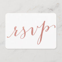 Faux Roos Gold Foil Glamour | Wedding RSVP Kaart