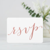 Faux Roos Gold Foil Glamour | Wedding RSVP Kaart (Staand voorkant)