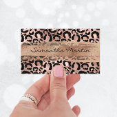 Faux Roos Gold Foil Glitter Brush Stroke Leopard Visitekaartje