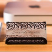 Faux Roos Gold Foil Glitter Brush Stroke Leopard Visitekaartje