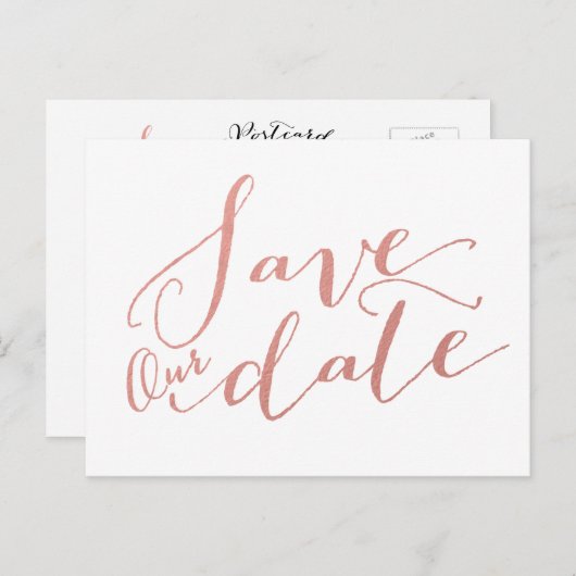 Faux Roos Gold Foil | Het Briefkaart Datum opslaan (Voorkant / Achterkant)