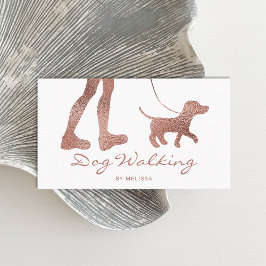Faux Roos Gold Foil Kijk Dog Walker & Dog Visitekaartje
