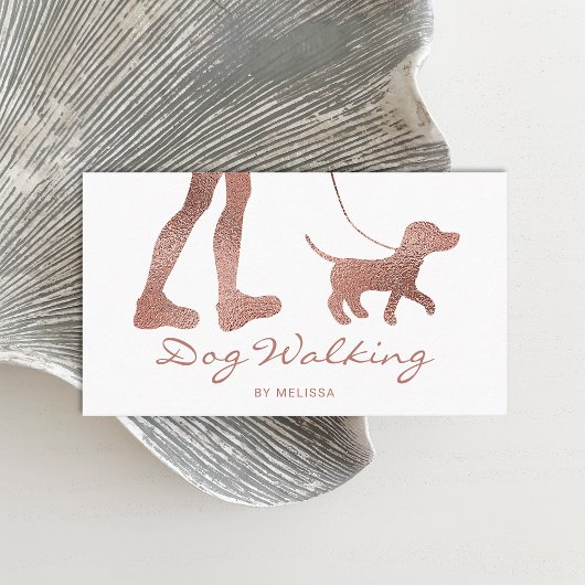 Faux Roos Gold Foil Kijk Dog Walker & Dog Visitekaartje