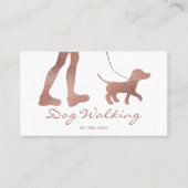 Faux Roos Gold Foil Kijk Dog Walker & Dog Visitekaartje (Voorkant)