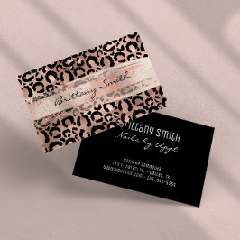 Faux Roos Gold Foil Leopard Blush Bruske Stroke Visitekaartje