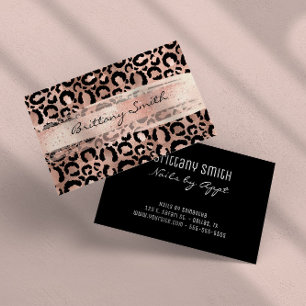 Faux Roos Gold Foil Leopard Blush Bruske Stroke Visitekaartje