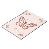 Faux Roos Gold Foil look Butterflies en aangepaste Notitieboek (Linkerzijde)