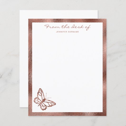 Faux Roos Gold Foil look Butterfly & Custom Text (Voorkant / Achterkant)
