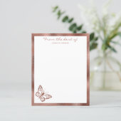 Faux Roos Gold Foil look Butterfly & Custom Text (Staand voorkant)
