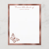 Faux Roos Gold Foil look Butterfly & Custom Text (Voorkant)