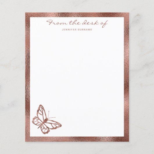 Faux Roos Gold Foil look Butterfly & Custom Text (Voorkant)