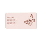 Faux Roos Gold Foil look Butterfly & Custom Text Etiket (Voorkant)