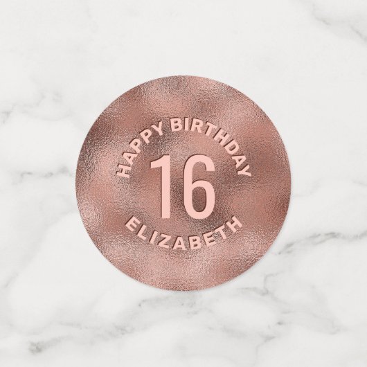 Faux Roos Gold Foil, look-like & Custom Text Confetti (Kleine voorkant)