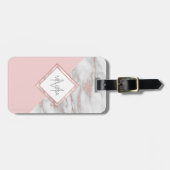Faux Roos Gold Foil Marble Blush Pink MONOGRAM Bagagelabel (Voorkant horizontaal)