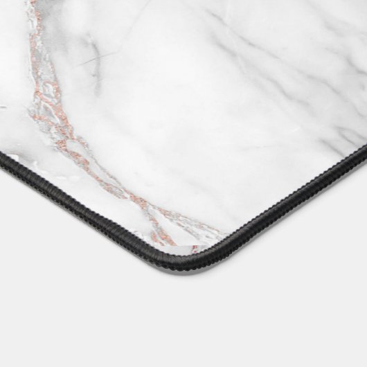 Faux Roos Gold Foil Marble Blush Pink MONOGRAM Bureaumat (Hoek)