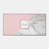 Faux Roos Gold Foil Marble Blush Pink MONOGRAM Bureaumat (Voorkant)