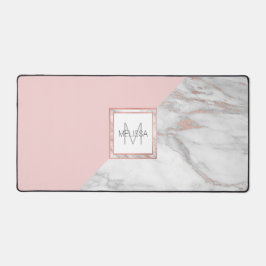 Faux Roos Gold Foil Marble Blush Pink MONOGRAM Bureaumat