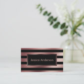 Faux Roos Gold Foil Metallic Stripes and Black Visitekaartje (Staand voorkant)