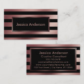 Faux Roos Gold Foil Metallic Stripes and Black Visitekaartje (Voorkant / Achterkant)