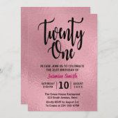 Faux Roos Gold Foil Modern 21e verjaardag Kaart (Voorkant / Achterkant)