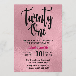 Faux Roos Gold Foil Modern 21e verjaardag Kaart