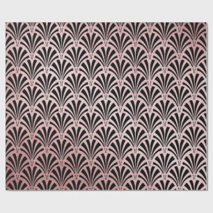 Faux Roos Gold Foil op Black Glam Art Deco Cadeaupapier