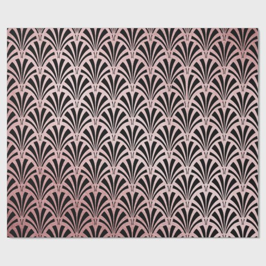 Faux Roos Gold Foil op Black Glam Art Deco Cadeaupapier (Vlak)