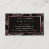 Faux Roos Gold Foil Paisley Patronen op Black Visitekaartje (Achterkant)