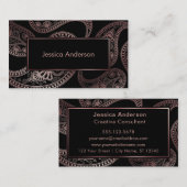 Faux Roos Gold Foil Paisley Patronen op Black Visitekaartje (Voorkant / Achterkant)