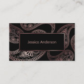 Faux Roos Gold Foil Paisley Patronen op Black Visitekaartje (Voorkant)