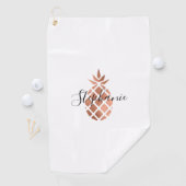Faux Roos Gold Foil Pineappel Voeg Jouw naam toe Golfhanddoek (Insitu)