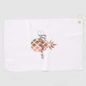Faux Roos Gold Foil Pineappel Voeg Jouw naam toe Golfhanddoek (Horizontaal)