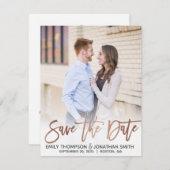 Faux Roos Gold Foil Script Foto Sla de datum op Save The Date (Voorkant / Achterkant)