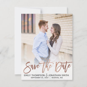 Faux Roos Gold Foil Script Photo Save the Date