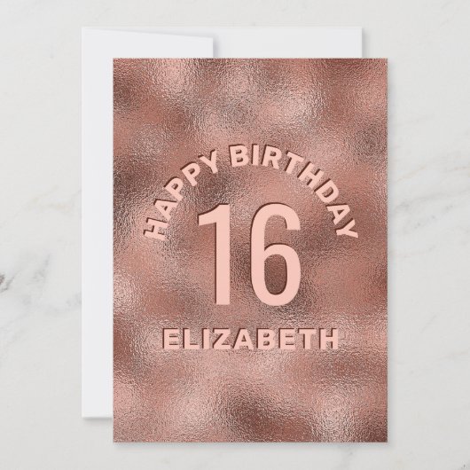 Faux Roos Gold Foil Textuur Happy Birthday & Age (Voorkant)