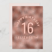 Faux Roos Gold Foil Textuur Happy Birthday & Age (Voorkant / Achterkant)
