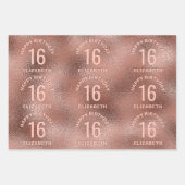 Faux Roos Gold Foil Textuur Happy Birthday & Age Inpakpapier Vel (Voorkant 3)