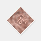 Faux Roos Gold Foil Textuur Happy Birthday & Age N Servet (Hoek)