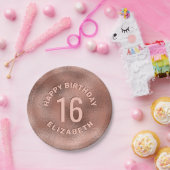 Faux Roos Gold Foil Textuur Happy Birthday & Age Papieren Bordje (Feest)