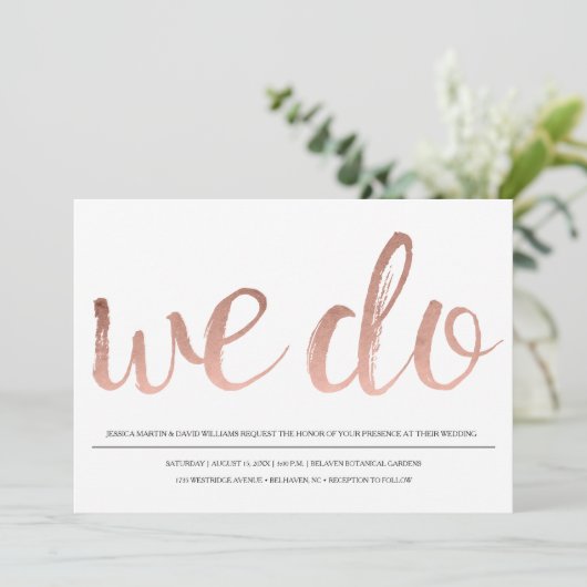 Faux Roos Gold Foil We doen dat Kaart (Staand voorkant)