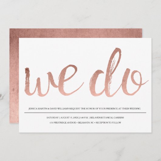 Faux Roos Gold Foil We doen dat Kaart (Voorkant / Achterkant)