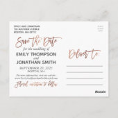 Faux Roos Gold Folie Afbeelding Save the Date Brie Briefkaart (Achterkant)
