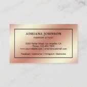 Faux Roos Gold Folie Kleding Hanger Mode Stylist Visitekaartje (Achterkant)